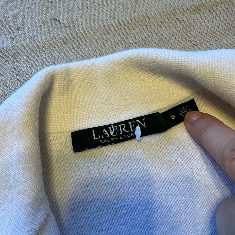 Vintage Lauren Ralph Lauren Women’s Winter Ivory Cotton Knit Blazer - Picture 5 of 10